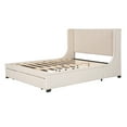 thumbnail image 6 of BTMWAY Queen Size Contemporary Velvet Platform Bed with Storage, Beige, 6 of 10