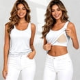 thumbnail image 2 of Hauaitttt's Summer Tank Top with Built In Pads Elastic Band Sleeveless Casual Vest Undershirt Muscle Womens Sleeping Top Athletic Top Bodysuit Top Women Shirt Women Sleeveless Cardigan Fitted plus, 2 of 6