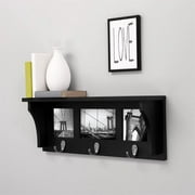 kieragrace KG Contemporary  Riley Collage Shelf  3 Hooks Black Engineered Wood
