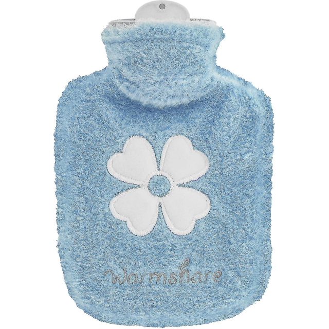 Hot Water Bag, 500ml Small Hot Water Bottle With Cover Warm Water Bag With Soft 2-in-1 Water Bag For Cold Hot Compress Mini Hot-water Bag Blue