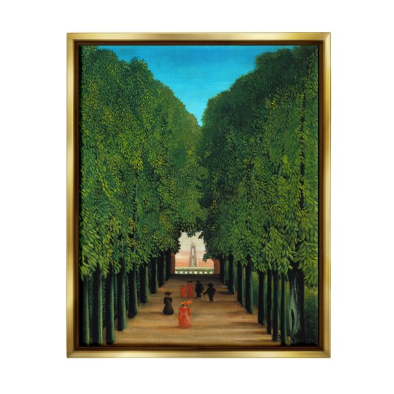 Stupell Industries Avenue in Park at Saint Cloud Henri Rousseau Classical Painting Painting Metallic Gold Floating Framed Canvas Print Wall Art, Design by one1000paintings