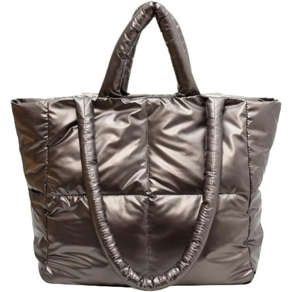 Kukuzhu Puffer Shoulder Bag for Women Soft Down Cotton Padded Tote Bag Chic Satchel Hobo Bag Designer Purse