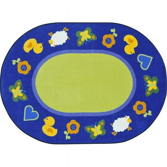 Green Space Oval Classroom Carpet Multi Color - 3 ft. 10 in. x 5 ft. 4 in.