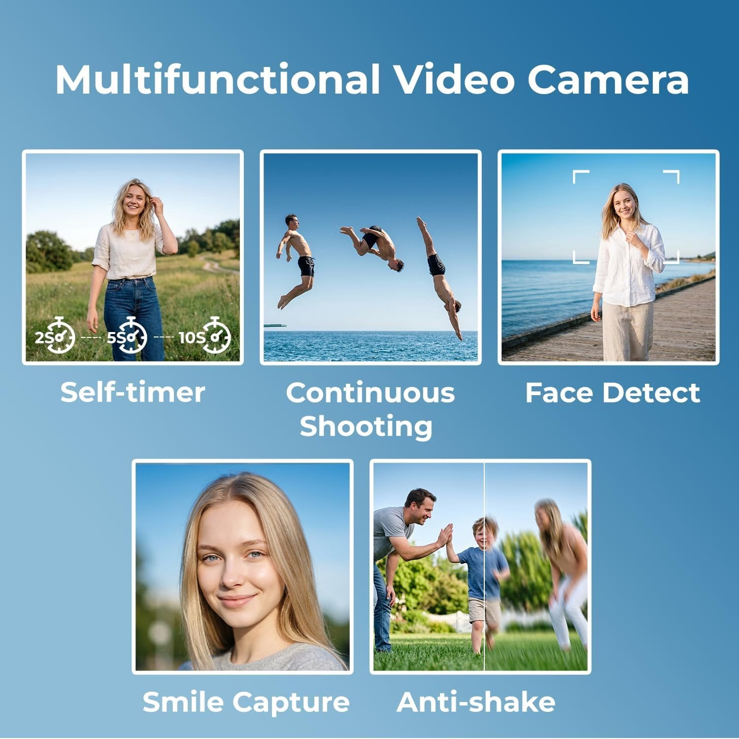 Camcorder Video Camera 2.7K 48MP Vlogging Camera, 18X Digital Zoom Video Camera for YouTube, 3" 270? Rotatable Screen Camcorder with LED Light & Webcam, Anti-Shake Function for Beginners