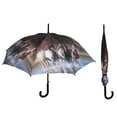 thumbnail image 3 of Rivers Edge Products 45-Inch Large Umbrella, UV Coated Windproof Umbrella, Classic Stick Umbrella With Wood Handle, Car, Work, or Golf Umbrella, Travel Umbrella for Hiking or Fishing, Horse, 3 of 7