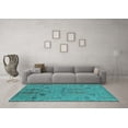 thumbnail image 3 of Ahgly Company Machine Washable Indoor Round Oriental Turquoise Blue Industrial Area Rugs, 8' Round, 3 of 4
