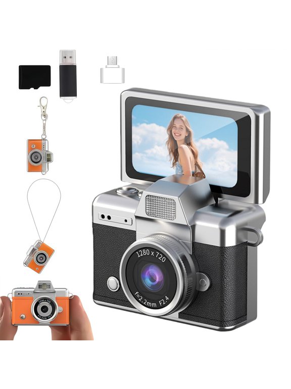 Mini Keychain Camera with 1.47 in LCD Screen,Keychina Camera with 1080P HD Video Recorder,Vintage Ideal for Travel&Daily Use