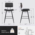thumbnail image 5 of Dycanpo 24.5'' Bentwood Counter Height Chairs Set of 2, PU Leather Upholstered Bar Stools, Black, 5 of 5
