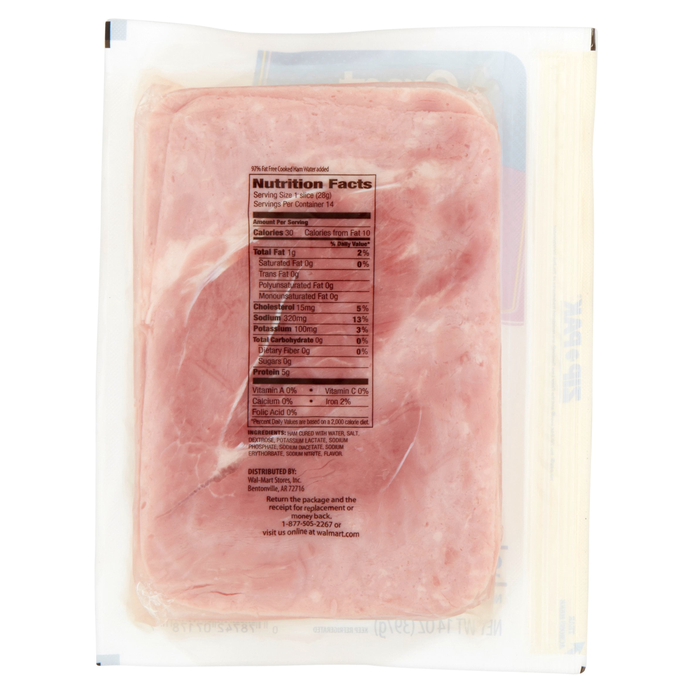 Great Value 97% Fat-Free Cooked Ham, 14 Oz.