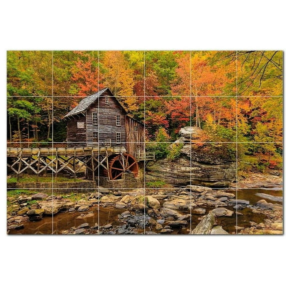 River Ceramic Tile Mural Kitchen Backsplash Bathroom Shower, 401482-XL64