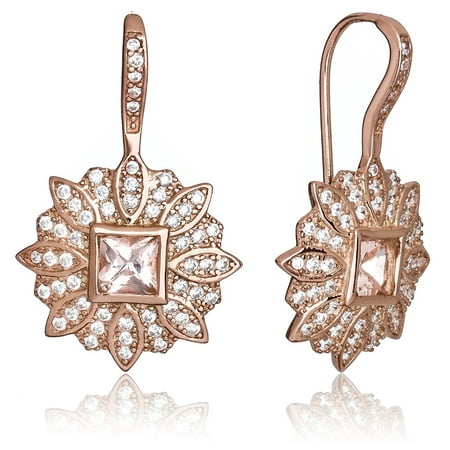 SilverLuxe Women's Rose Gold Sterling Silver & Cubic Zirconia Dangle Earring with Morganite CZ