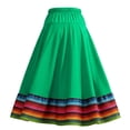 thumbnail image 5 of Umfun Women's Colorful Striped Maxi Skirt Elastic High Waist A-Line Flowy Skirt Summer Vacation Skirt, 5 of 8