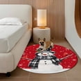 thumbnail image 2 of Round Rugs 7Ft, Red Snowman Christmas Round Area Rug Washable Indoor Throw Carpet, Xmas Snowflake Birds Large Non Slip Circle Rug for Dining Room Playroom Home Decor Aesthetic, 2 of 8