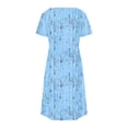 thumbnail image 6 of Cmfcve Women's Summer T-Shirt Dress Printed Loose A-line Dress Short Sleeve V-Neck Midi Dress with Pockets, 6 of 8