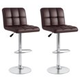 thumbnail image 1 of Costway Modern Swivel Bar Stools Set of 2 with Heavy-duty Metal Base & Footrest Back Brown, 1 of 9