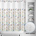 thumbnail image 4 of No Hook Shower Curtain with Built-in Rings - Cartoon Fishing Bait Hook Washable Waterproof Fabric Bathroom Curtains for Hotel,Rentals, 72 X 72 Inch Long , Colorful Fishes White, 4 of 9