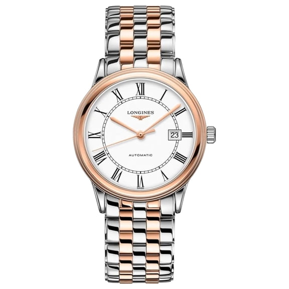 Longines Flagship Automatic Two-Tone Stainless Steel White Dial Date Mens Watch L4.984.3.91.7