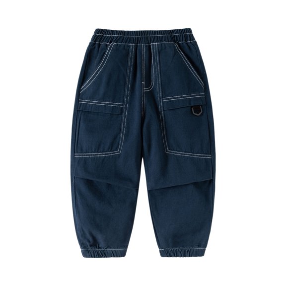 Gyexs Toddler Little Boys Drawstring Jogger Cargo Pants with Side Pockets Fall Winter Clothes