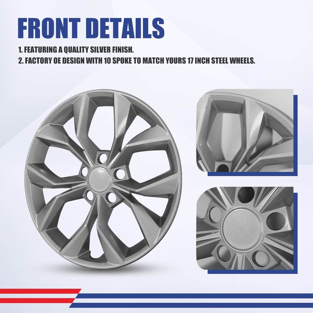1 Pc 17" Steel Wheel Hubcaps for 2023-2025 Honda CR-V LX Model,Wheel Rim Cover,Snap on Car,PP,Lacquer