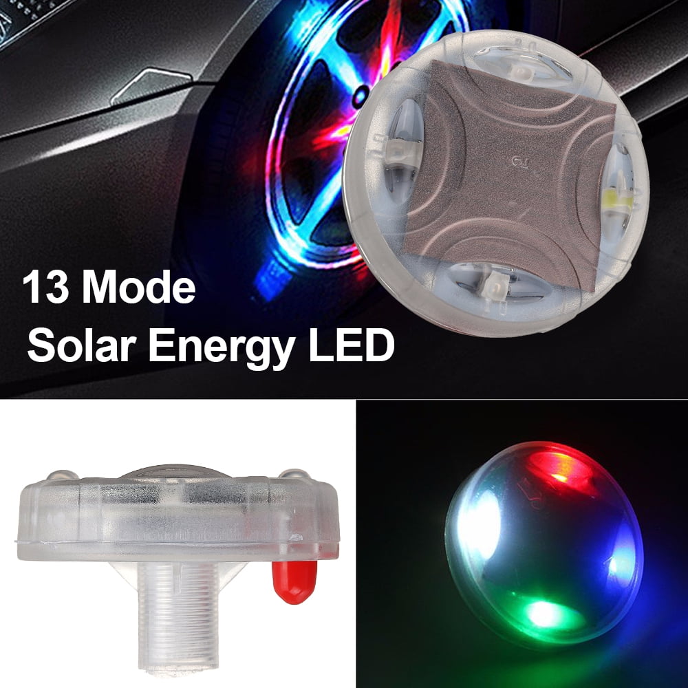 Solar Energy LED Car Auto Bike Flash Wheel Tire Valve Cap Light Lamp 13 Modes 