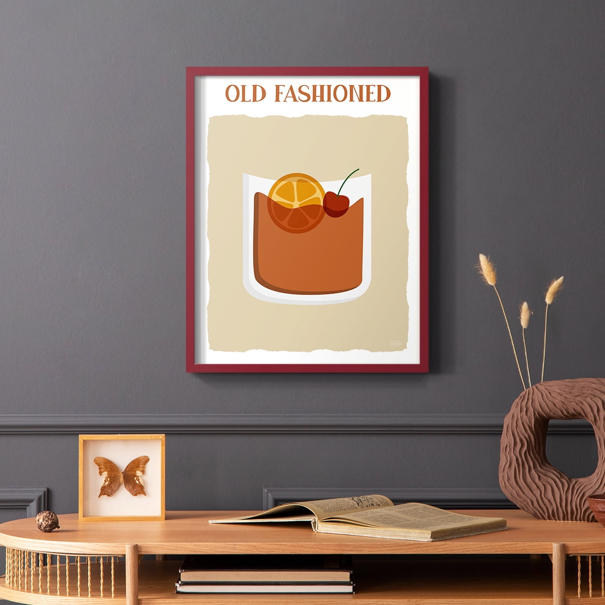 Old Fashioned in Red Solid Wood 8 x 10 Framed Print