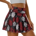 thumbnail image 2 of SEANATIVE Womens Tennis Skirt High Waisted Athletic Skorts Lightweight Pleated Tennis Skirts with Pockets Built-in Shorts Golf Pickleball Workout Skort for Running Casual, L, Rose Red Black, 2 of 7