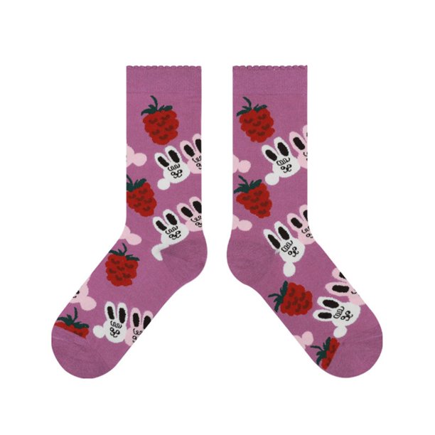 Calcetines de dibujos animados para mujer y niña YONGSHENG cuento de hadas fresa conejo flor oso