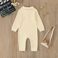 thumbnail image 4 of Baby Boy Rompers Boys Girls Solid Color Long Sleeve Romper Jumpsuit Clothes Onesies Boy Beige 12 Months-18 Months, 4 of 7