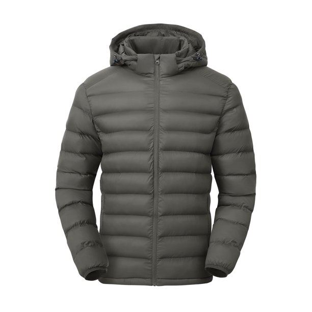 Chaqueta TBMPOY para hombre, ligera, acolchada, con capucha, gris oscuro, talla L