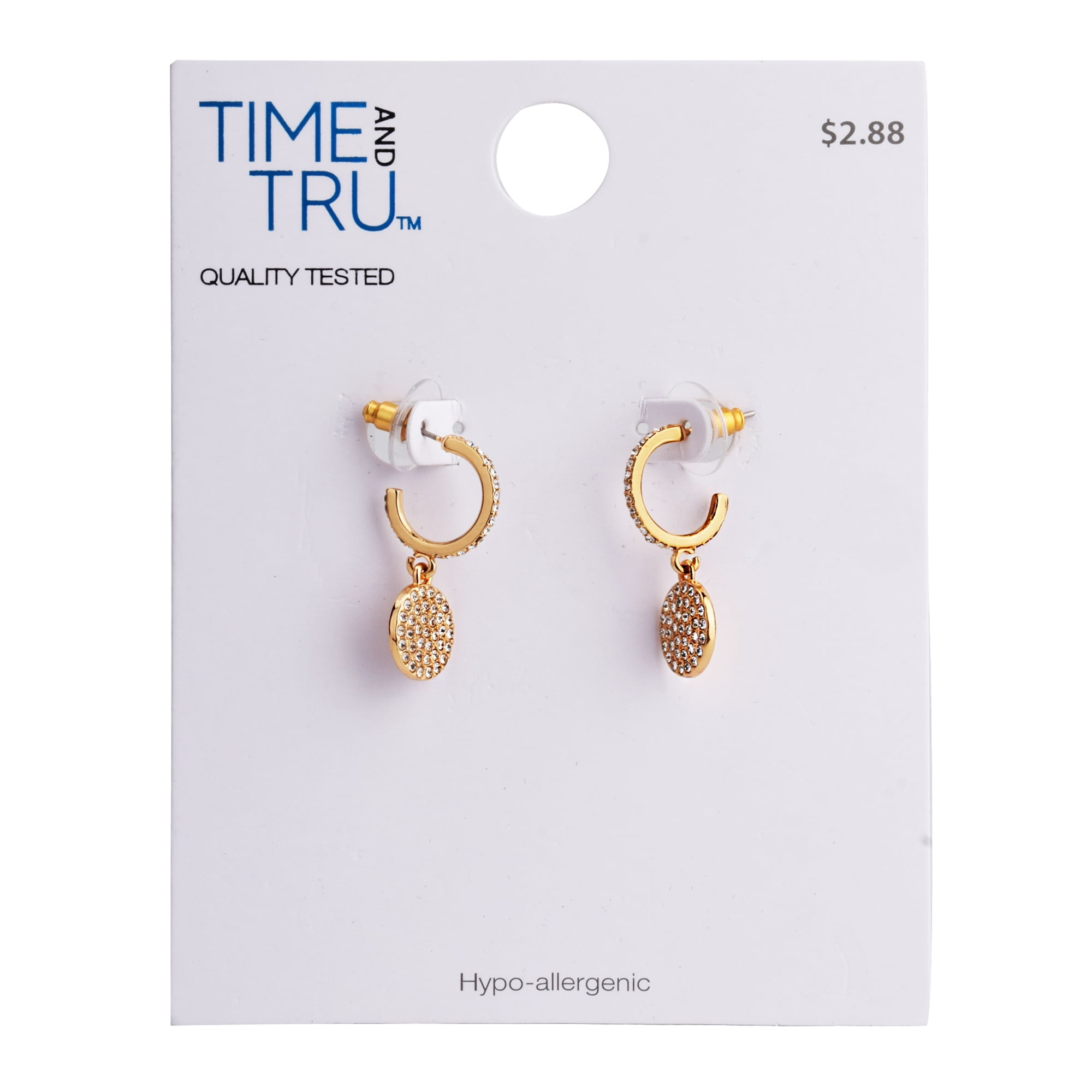 Gold Pave Disc Dangle Earring