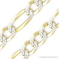 thumbnail image 2 of 7.8mm Figaro / Figaroa Link D-Cut Pave Italian Chain Bracelet in .925 Sterling Silver w/ 14k Yellow Gold, 2 of 2