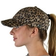thumbnail image 3 of C.C Ponycap Criss Cross Messy Bun Side Button For Mask Adjustable Baseball Cap, Baby Leopard, 3 of 6