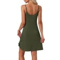 thumbnail image 3 of INSPIRAR CHIC Camisón sin mangas para mujeres, pijama de vestido de noche con escote en V, vestido de noche, chemise, vestido de noche XL color verde militar, 3 of 6