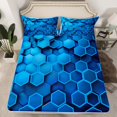 thumbnail image 2 of Erosebridal Geometric Hexagon Sheet Set Twin,Gradient Bedding Sets Twin Size,Neon Decor,Breathable,3-Piece, 2 of 7