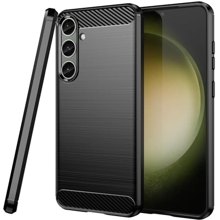 CoverON For Samsung Galaxy S24+ Plus Phone Case, Slim Lightweight TPU Minimal Cover Carbon Fiber, Black