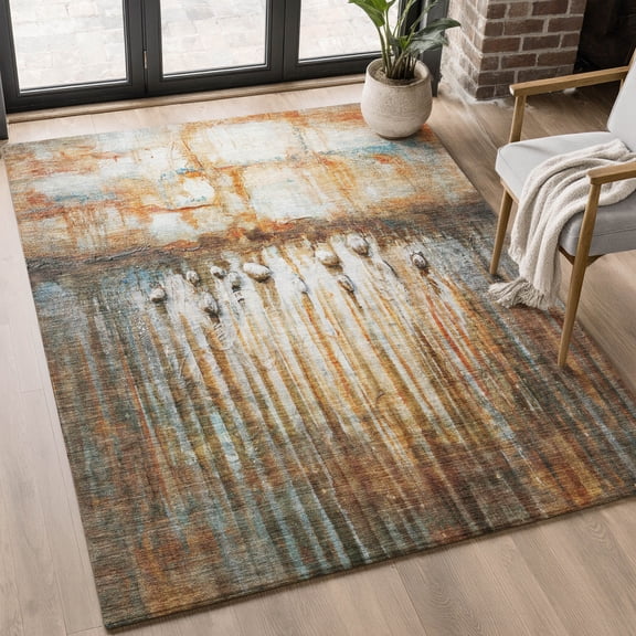 Addison Rugs Mayfield Premium Machine Washable Transitional Abstract Paprika Rectangle Rug, 10' X 14' Machine Washable Transitional Abstract Paprika Oversized Sherpa Throw Blanket