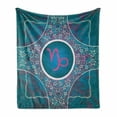 thumbnail image 1 of Zodiac Capricorn Soft Flannel Fleece Throw Blanket, Doodle Style Stars and Flowers on a Grunge Backdrop with Paint Stains, Cozy Plush for Indoor and Outdoor Use, 50" x 60", Multicolor, by Ambesonne, 1 of 6