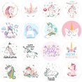 thumbnail image 4 of Pegatinas de unicornio para decoración de fiesta de cumpleaños de niñas, suministros de bricolaje, caja de regalo, etiqueta de botella, 24/48 Uds., 4 of 4