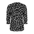 thumbnail image 5 of Dasayo Tops for Women 2025 3/4 Sleeve Dressy Smocked Leopard Print Curved Hem Blouses Women's Blouses and T Shirts L, 5 of 6