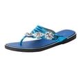 thumbnail image 2 of Mepaouo Woman's Sandal Flip Flop Rhinestone Flower Flats Sandals Non Slip Summer Beach Shoes(Blue,7), 2 of 9