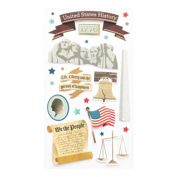 Recollections U.S. History Dimensional Stickers, 12 Pack
