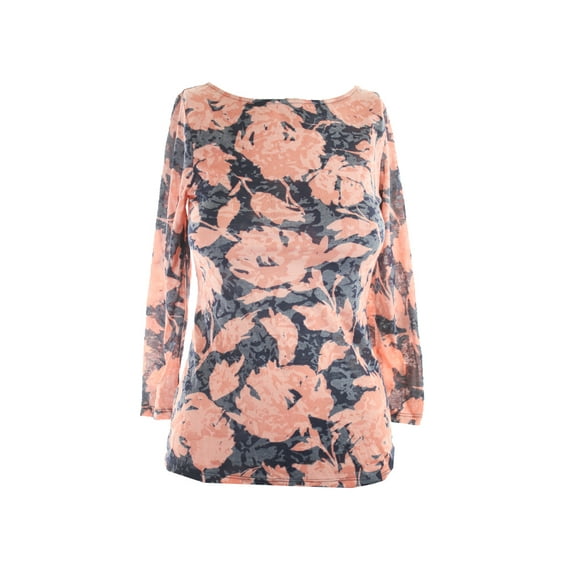 Inc International Concepts Pink 3/4-Sleeve Burnout Printed Tee XS