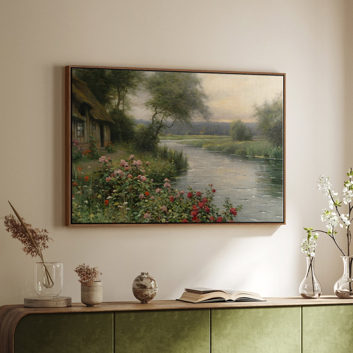 Vintage Landscape-CCLVI By Wexford Home Framed in Walnut Wood Gallery Wrapped Canvas 17 in. x 25 in.