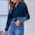 thumbnail image 4 of Abomasnow Womens Button Down Shirts Fashion Boho Floral Printed Shirts Dressy Casual Long Sleeve V Neck Tops S-2XL, 4 of 6
