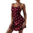 thumbnail image 3 of Asxite Plus Size Womens Pajamas Loose Spaghetti Strap Sleeveless Heart Print Short Sleep Dress, 3 of 6