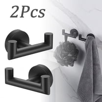 Matte Black Double Towel Hook - Heavy Duty SUS304 Stainless Steel Bathroom & Kitchen Hanger (2 Pack, Wall Mounted, Includes Screws & Anchors)