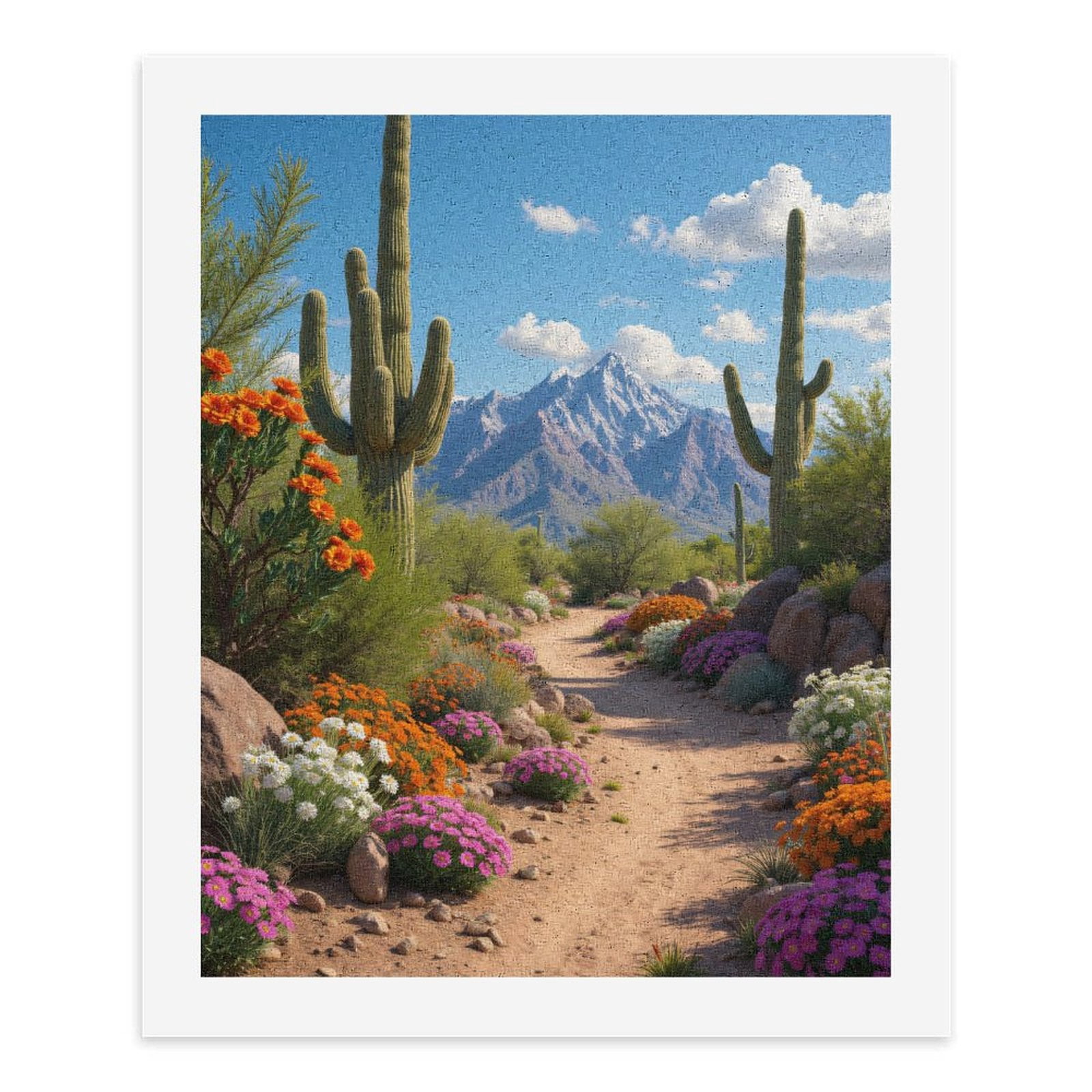 Paint By Numbers Kit for Adults Beginner - Desert Path Blooming Cactus Scene DIY Canvas Painting Kits for Adults, Frameless Paint By Number for Adults for Home Wall Decor 16x20 Inch