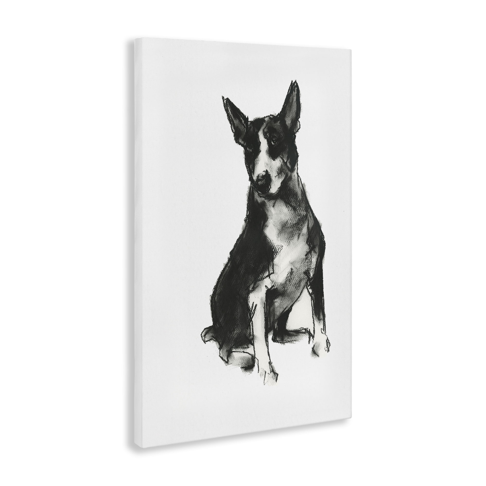 Stupell Industries Charcoal Dog Drawing Animals & Insects Drawing Gallery Wrapped Canvas Art Print Wall Art, 20 x 30