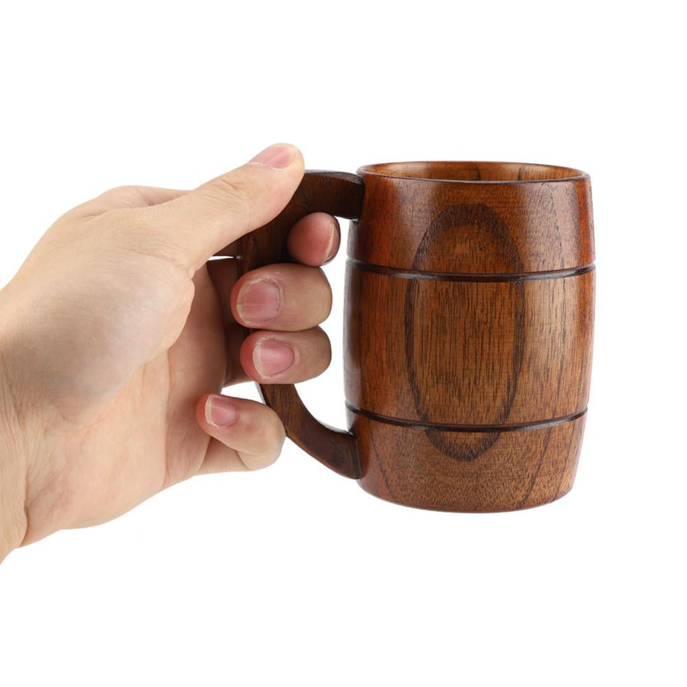 Details about   Natural Wooden Beer Cup Retro Big Capacity Tea Milk Classic Wood Drinki JY 
