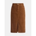 thumbnail image 5 of Time and Tru Women's Corduroy Midi Skirt with Front Slit, Sizes 0-20, 5 of 5